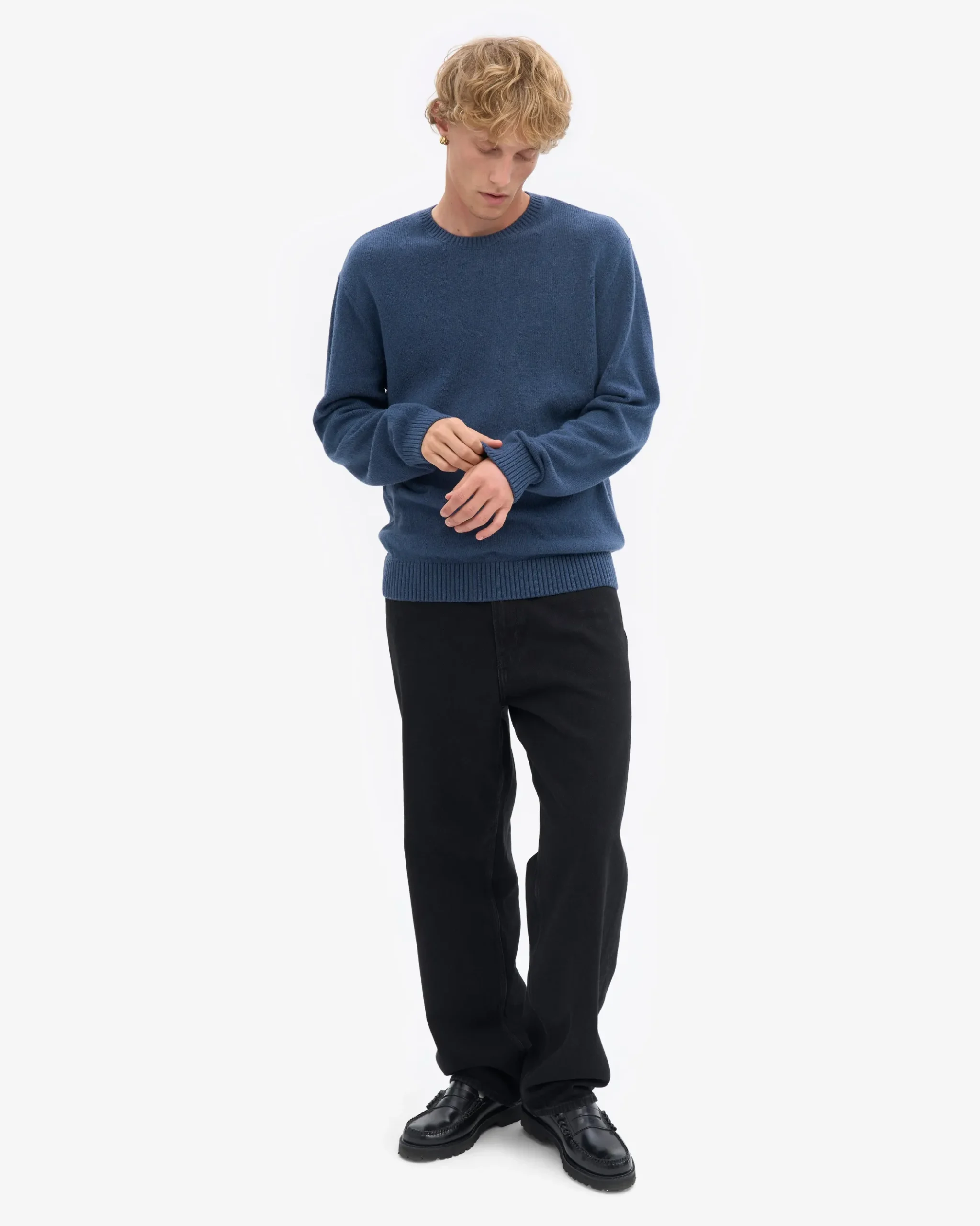 Classic Merino Wool Crew - Petrol Blue