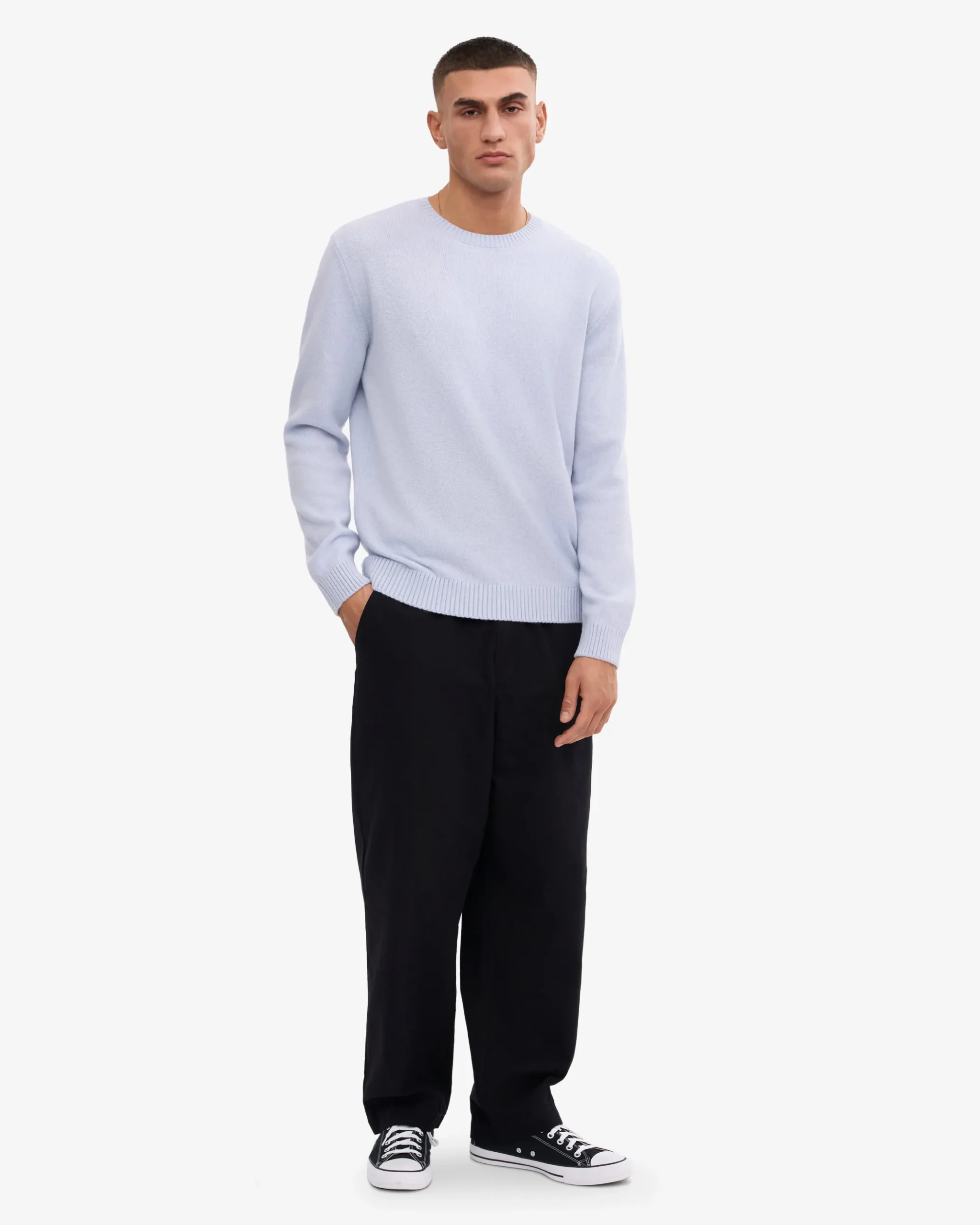 Classic Merino Wool Crew - Polar Blue