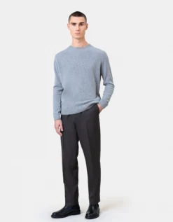 Light Merino Wool Crew - Lava Grey