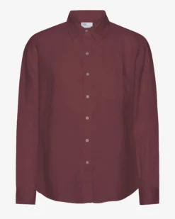 Linen Shirt - Oxblood Red