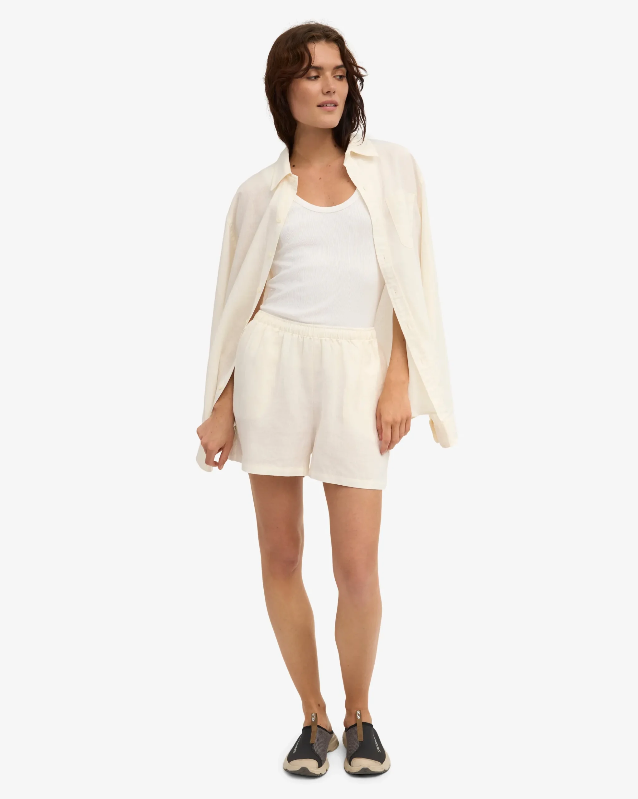 Linen Shorts - Ivory White