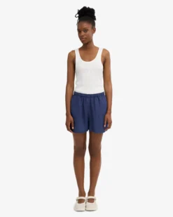 Linen Shorts - Navy Blue