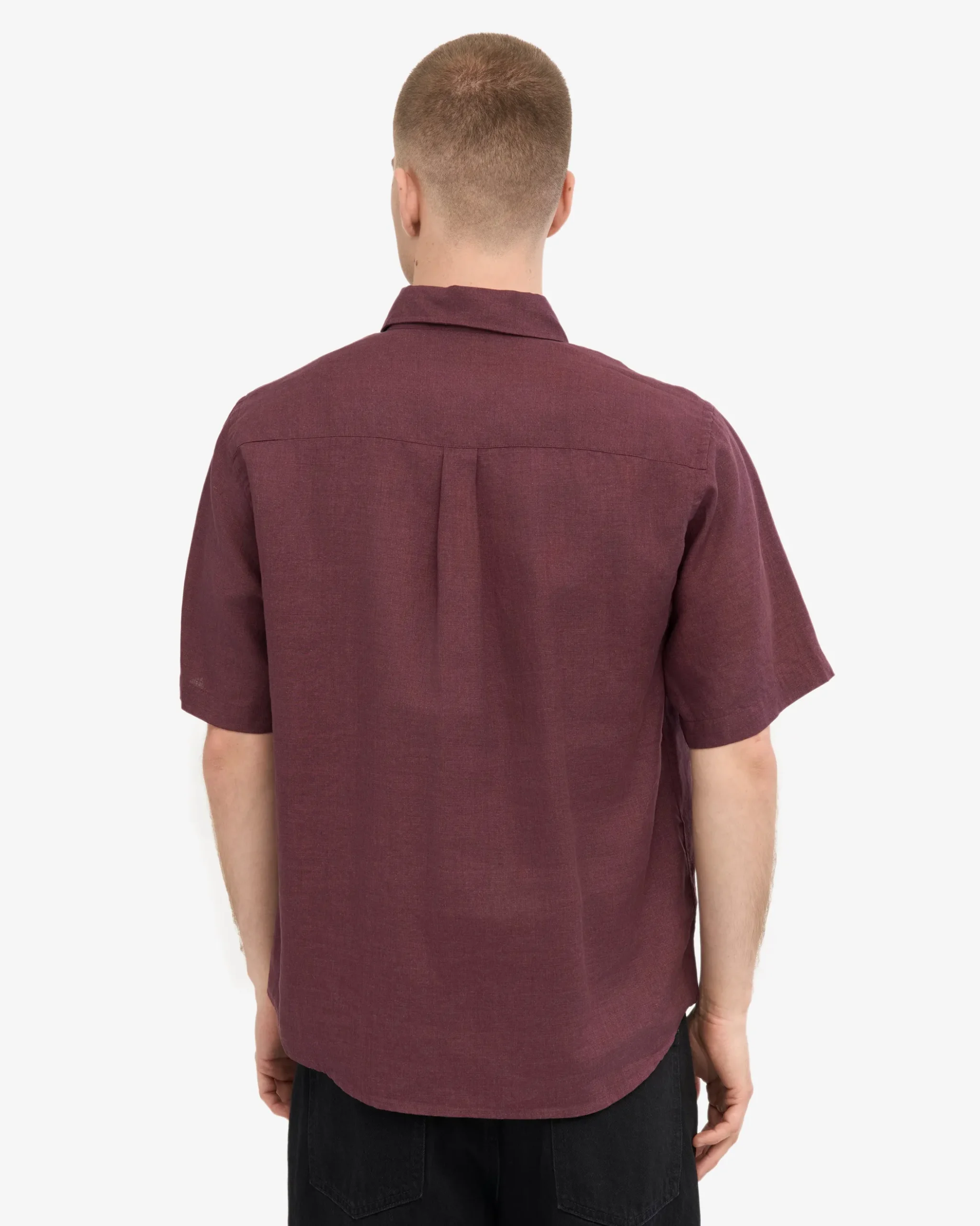 Linen SS Shirt - Oxblood Red