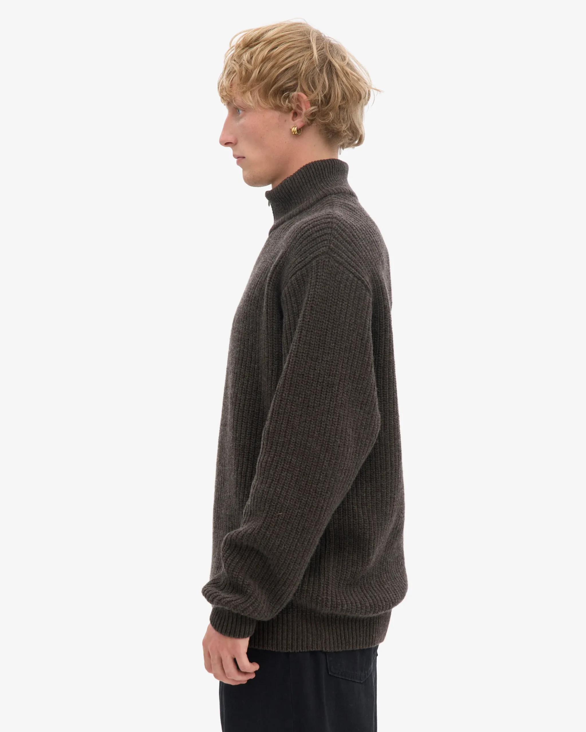 Merino Quarter Zip - Coffee Brown