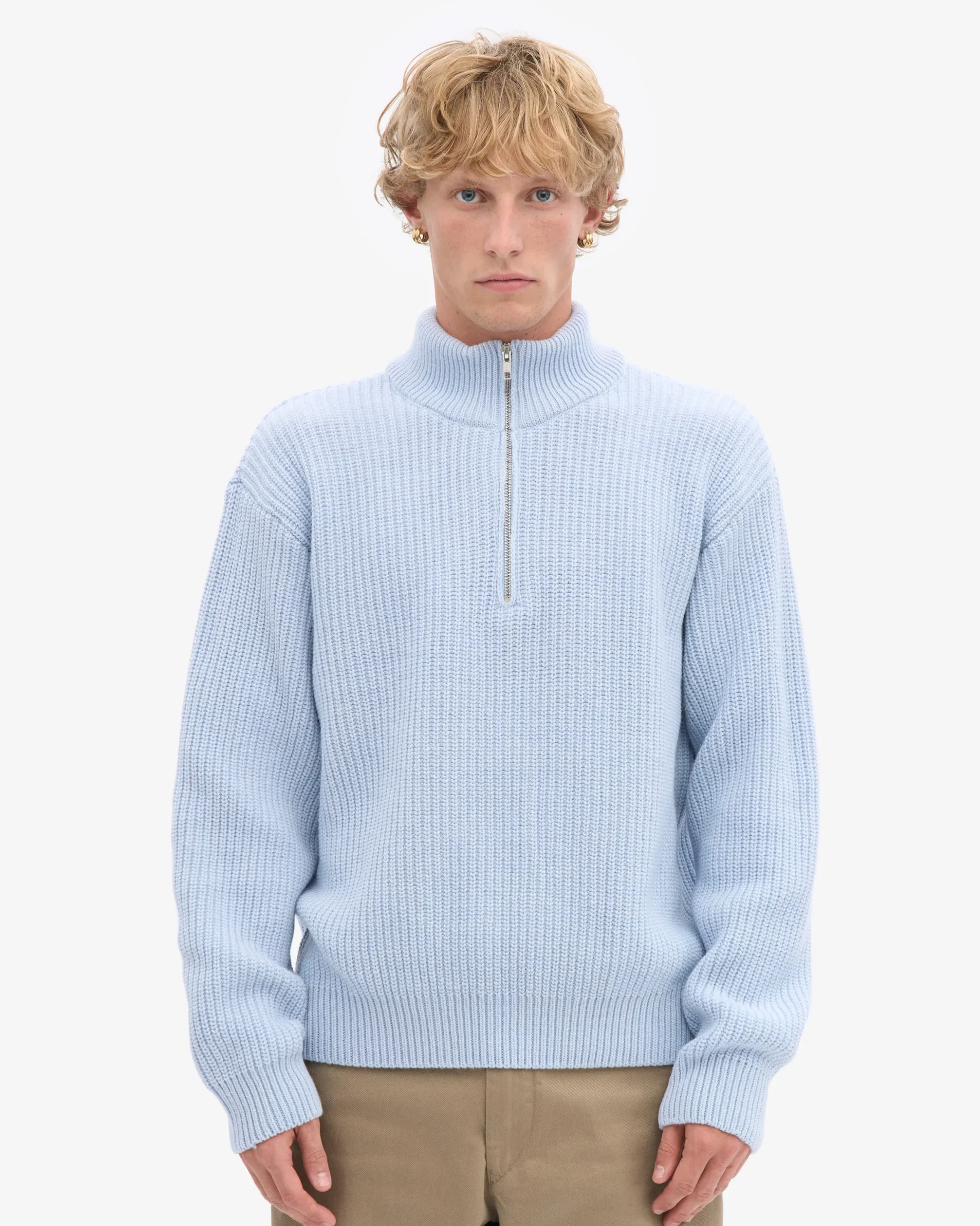 Merino Quarter Zip - Polar Blue