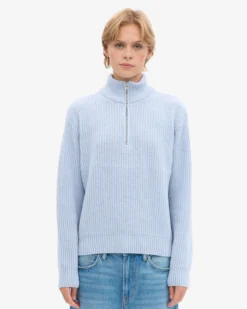Merino Quarter Zip - Polar Blue