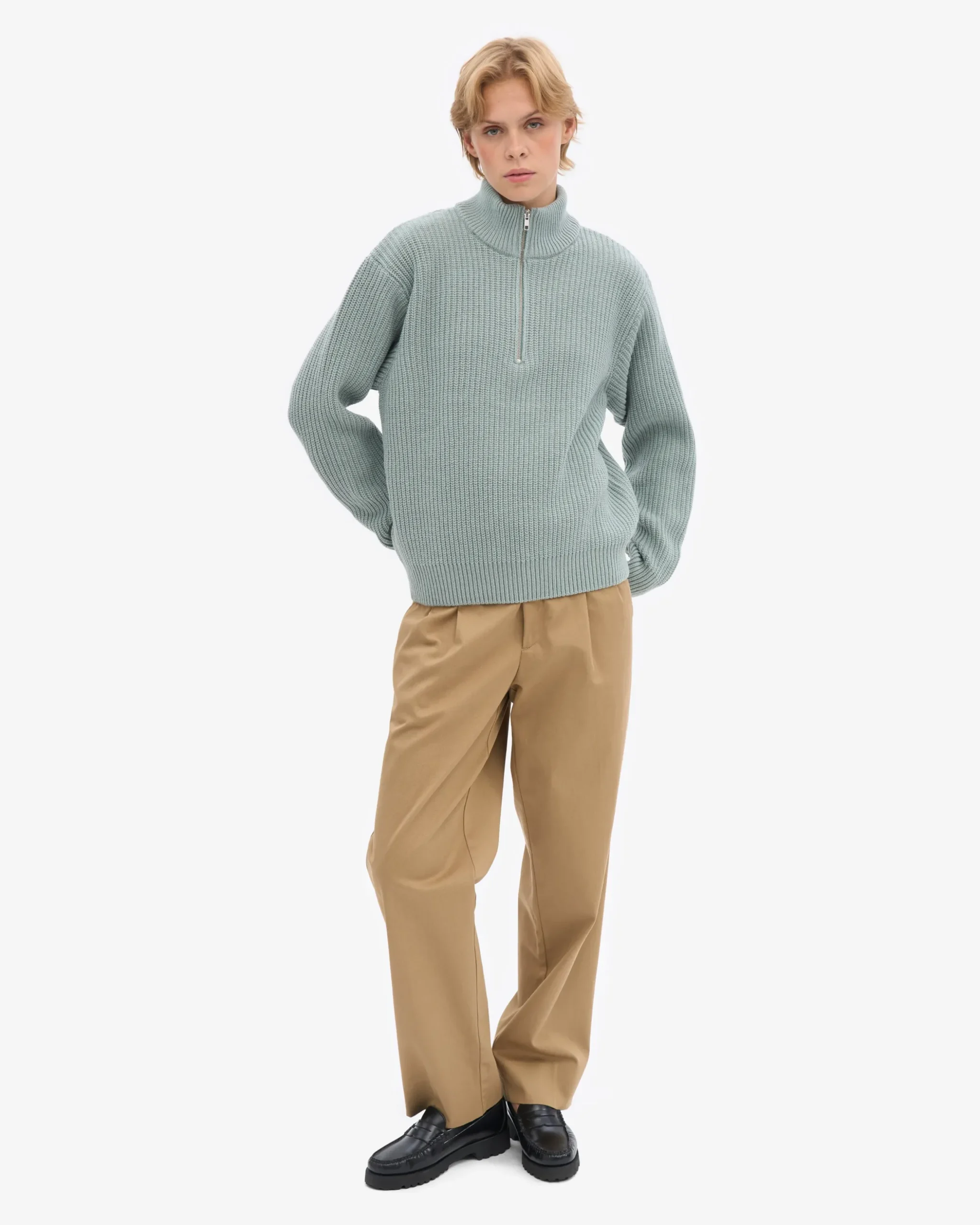 Merino Quarter Zip - Steel Blue