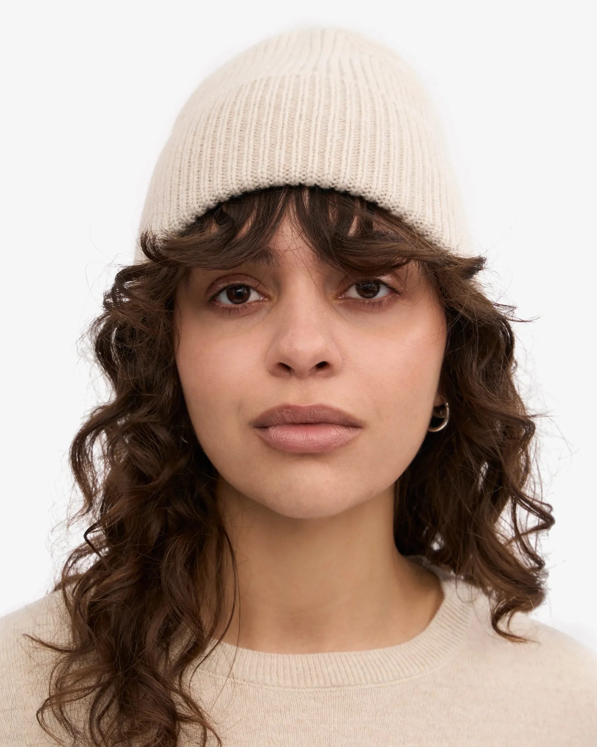 Merino Wool Beanie - Ivory White