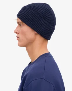 Merino Wool Beanie - Marine Blue