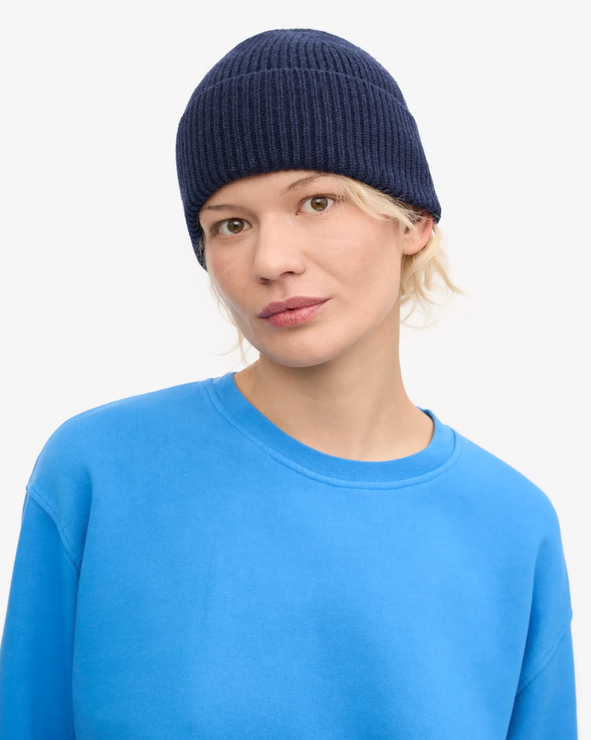 Merino Wool Beanie - Marine Blue