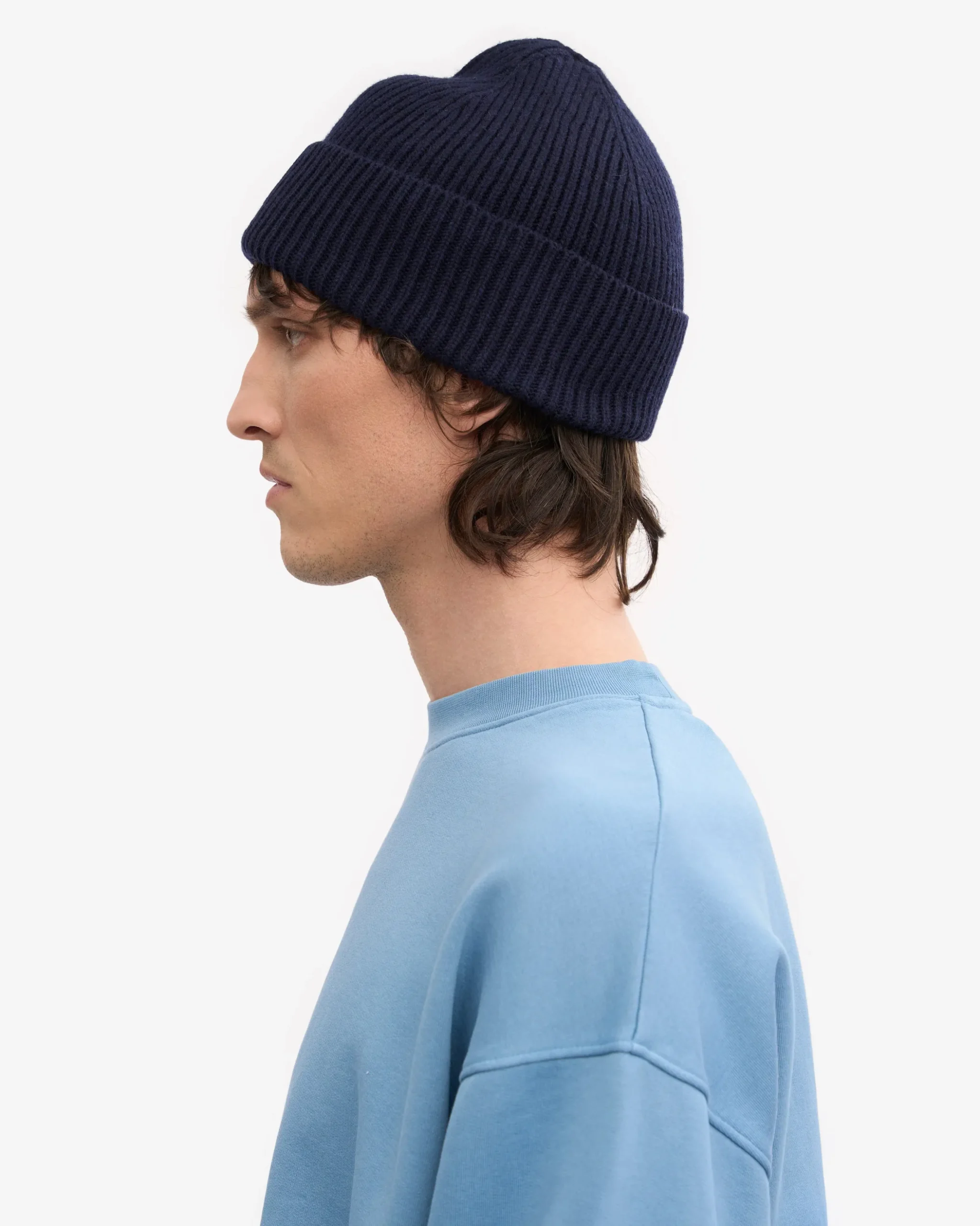 Merino Wool Beanie - Navy Blue