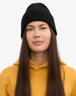 Merino Wool Beanie & Scarf - Deep Black