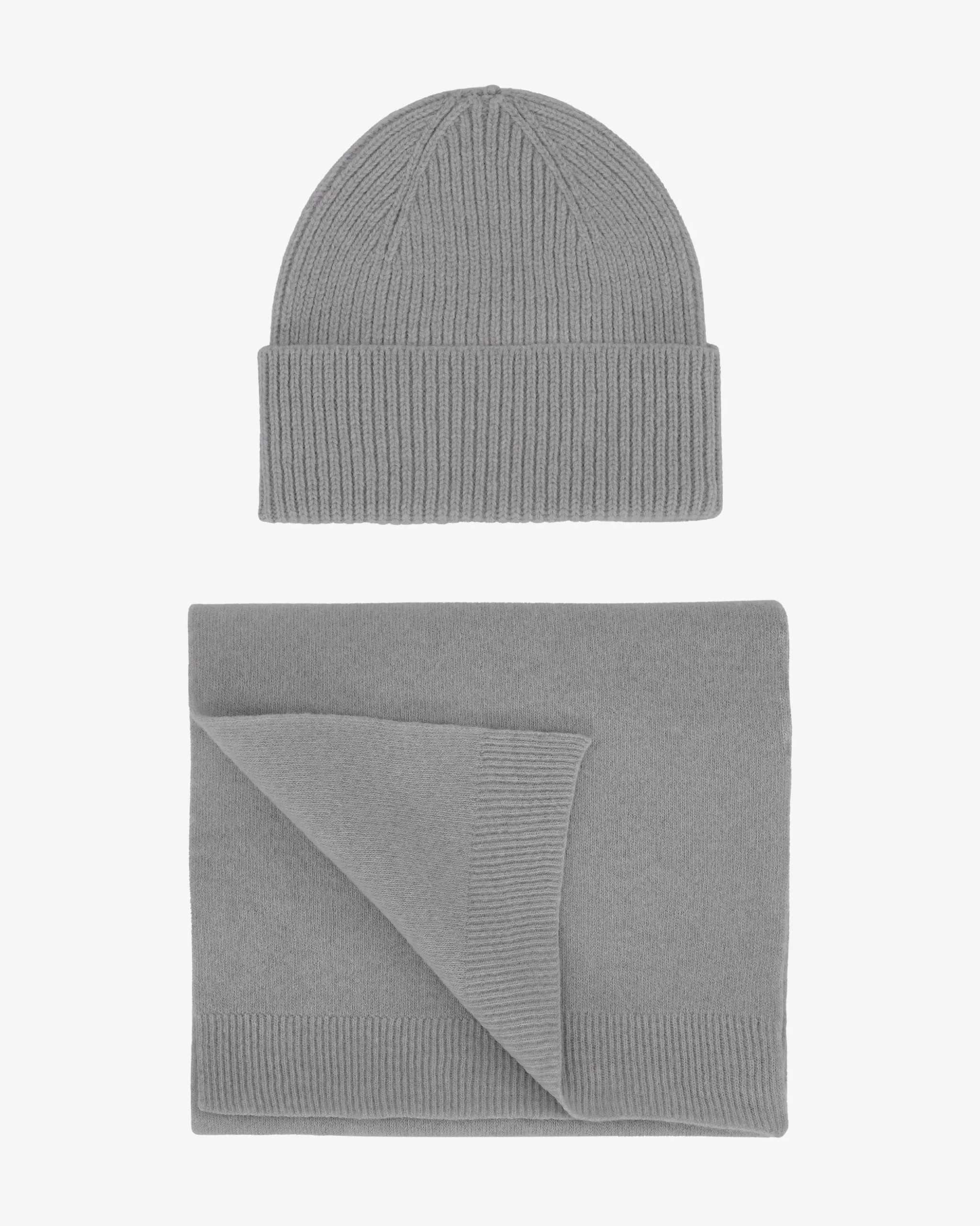 Merino Wool Beanie & Scarf - Heather Grey