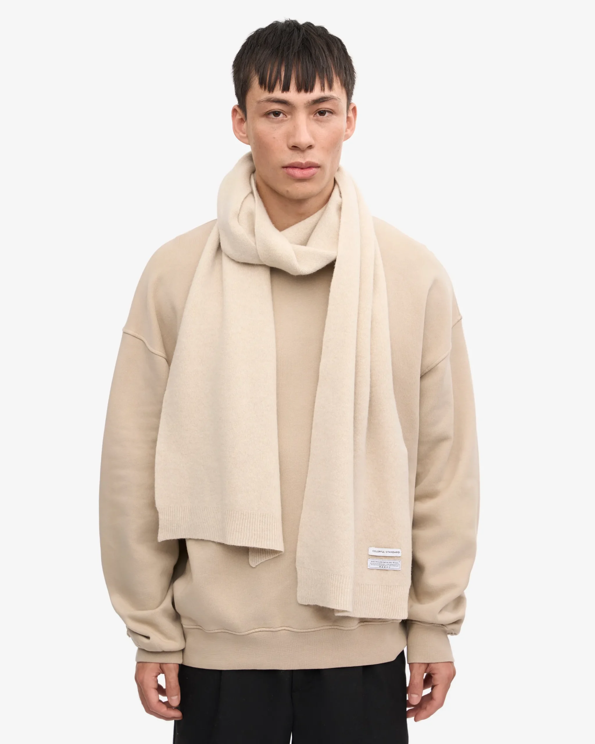 Merino Wool Beanie & Scarf - Ivory White
