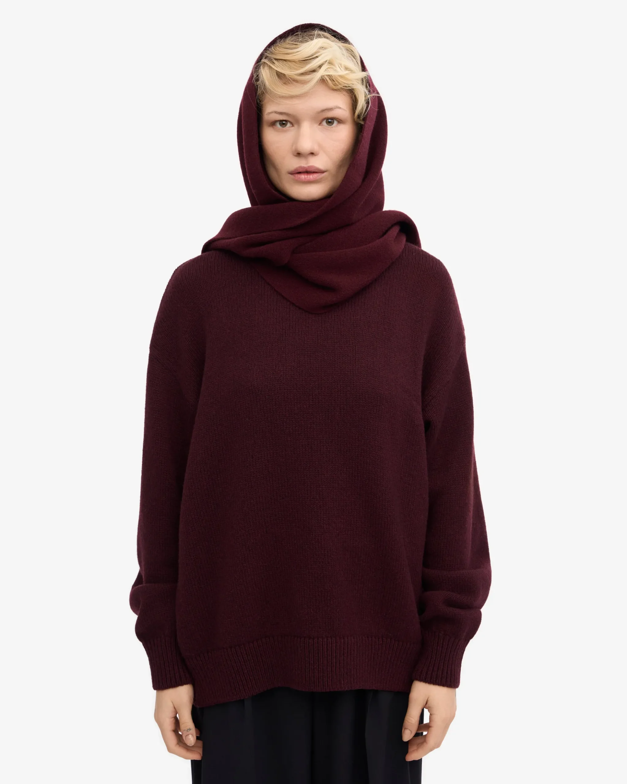 Merino Wool Beanie & Scarf - Oxblood Red