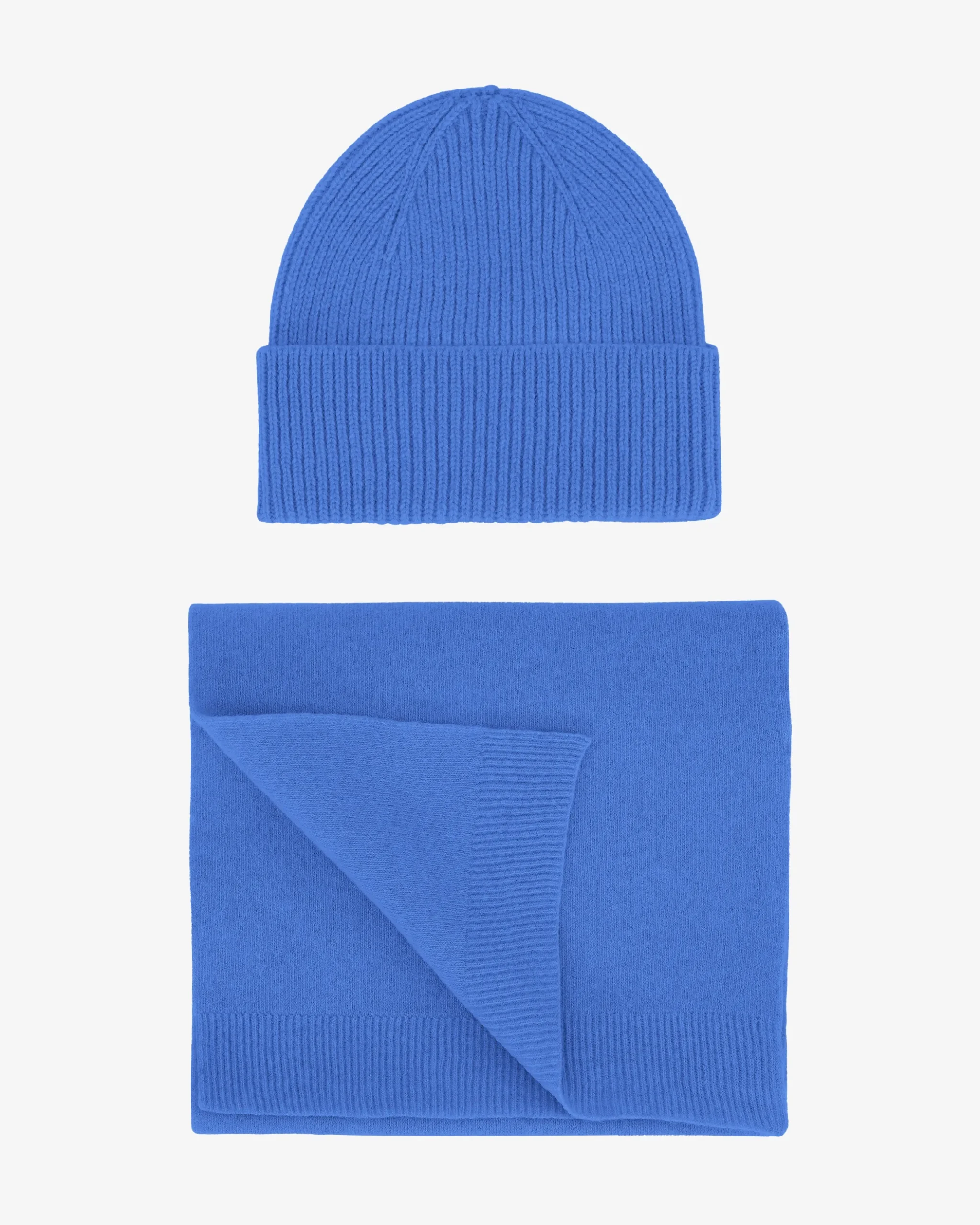 Merino Wool Beanie & Scarf - Pacific Blue