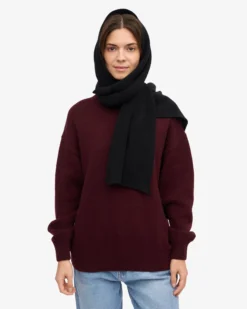 Merino Wool Scarf - Deep Black