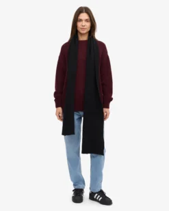 Merino Wool Scarf - Deep Black
