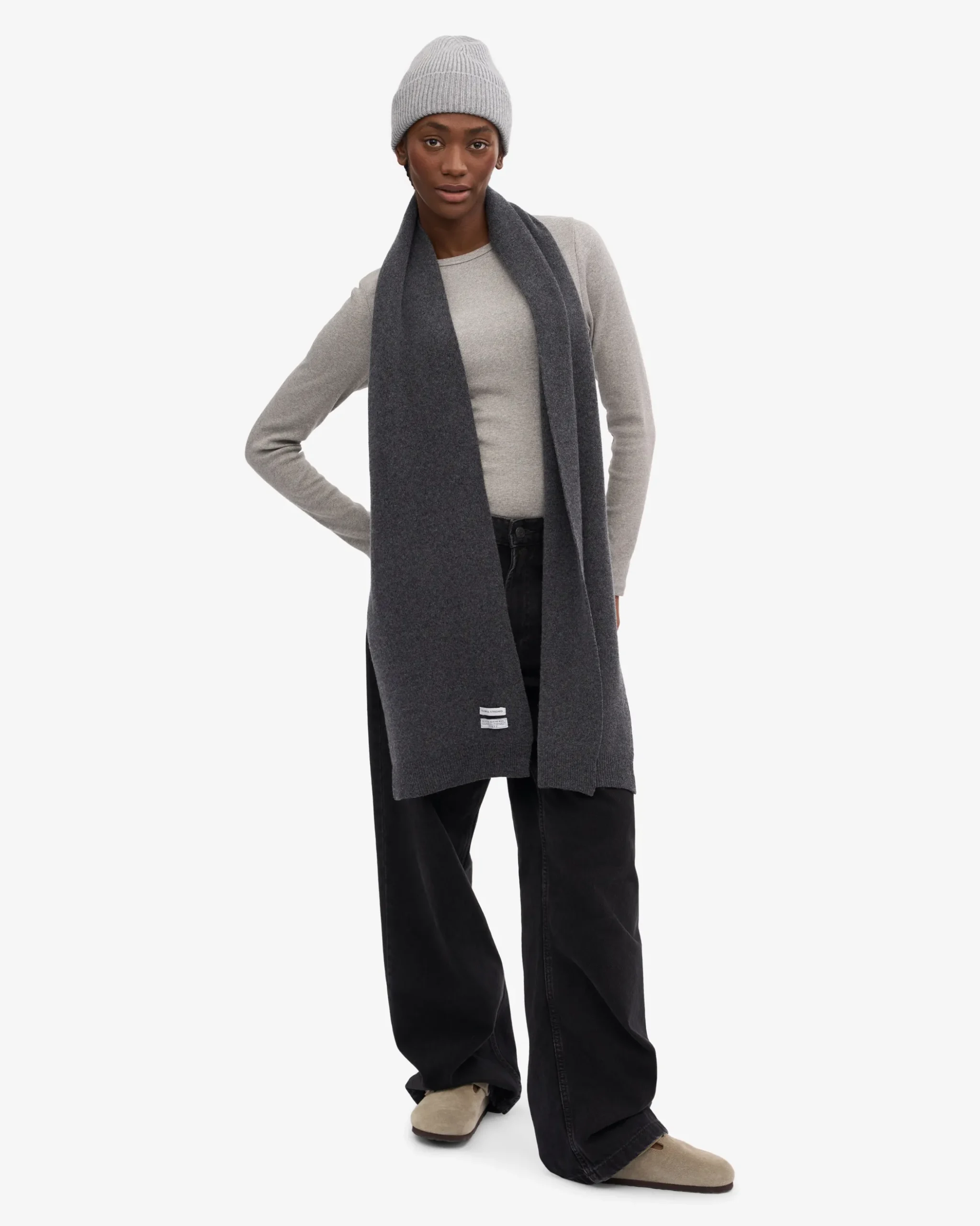 Merino Wool Scarf - Lava Grey