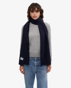 Merino Wool Scarf - Navy Blue
