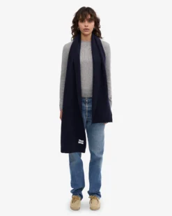 Merino Wool Scarf - Navy Blue
