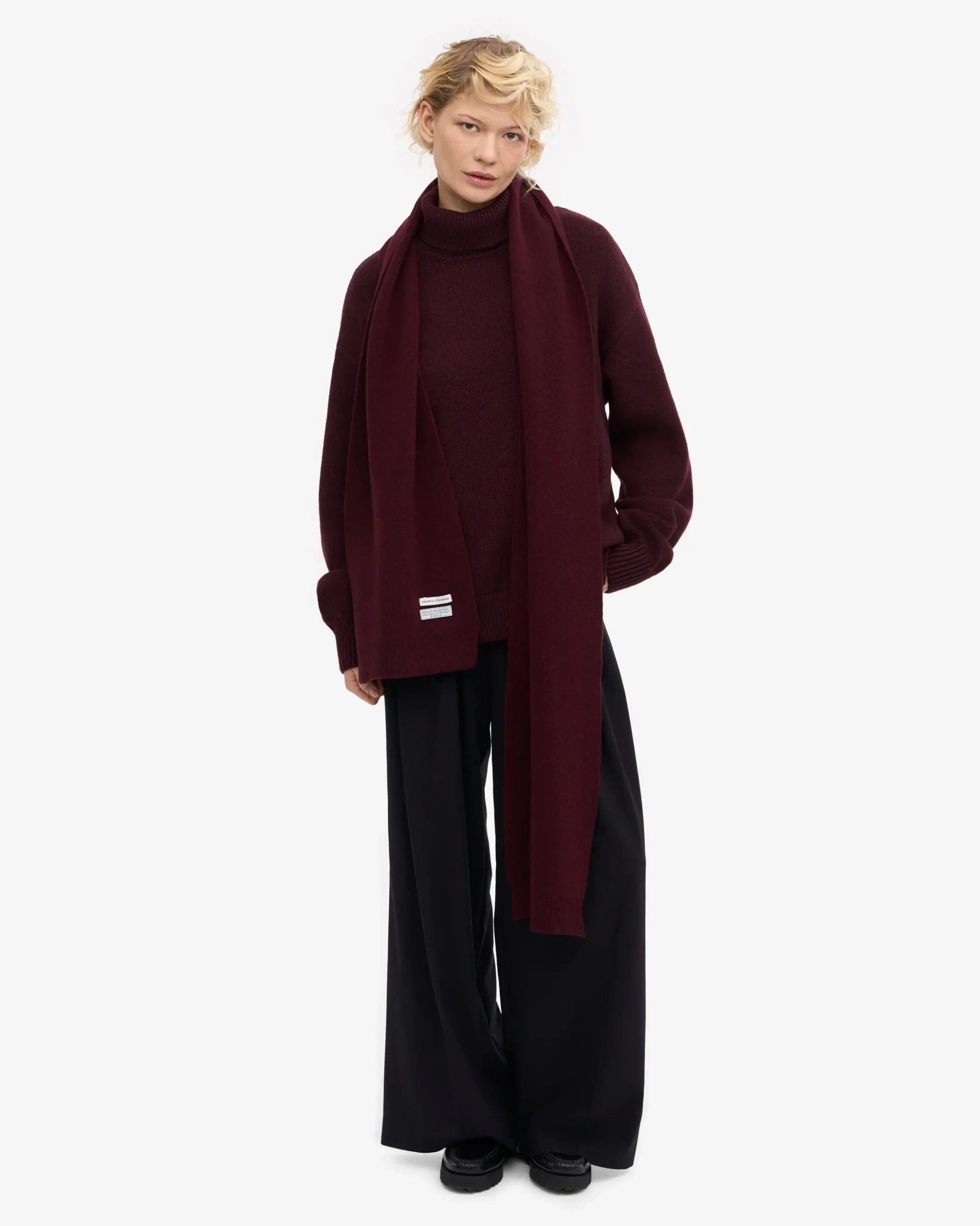 Merino Wool Scarf - Oxblood Red