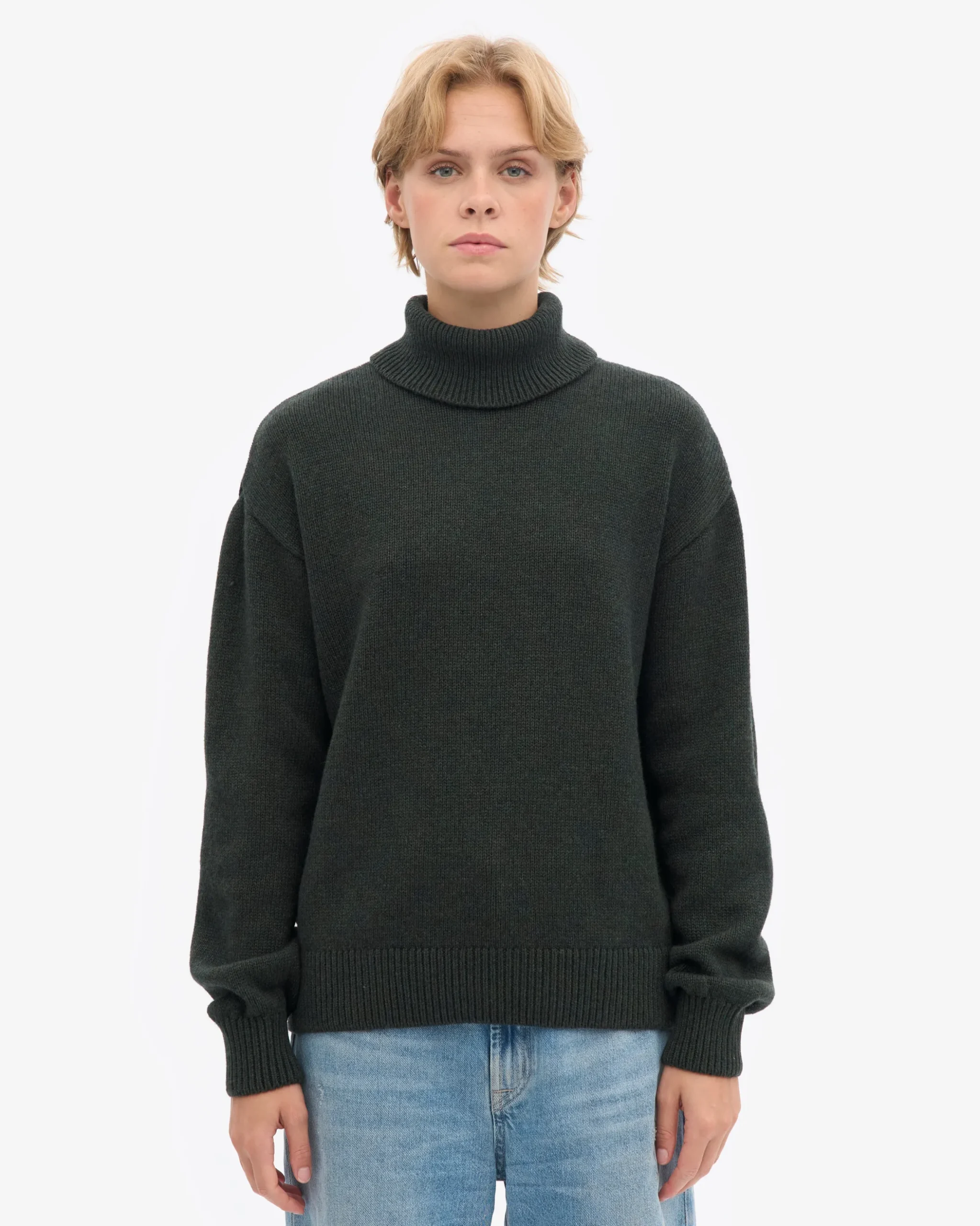 Merino Wool Turtleneck - Hunter Green