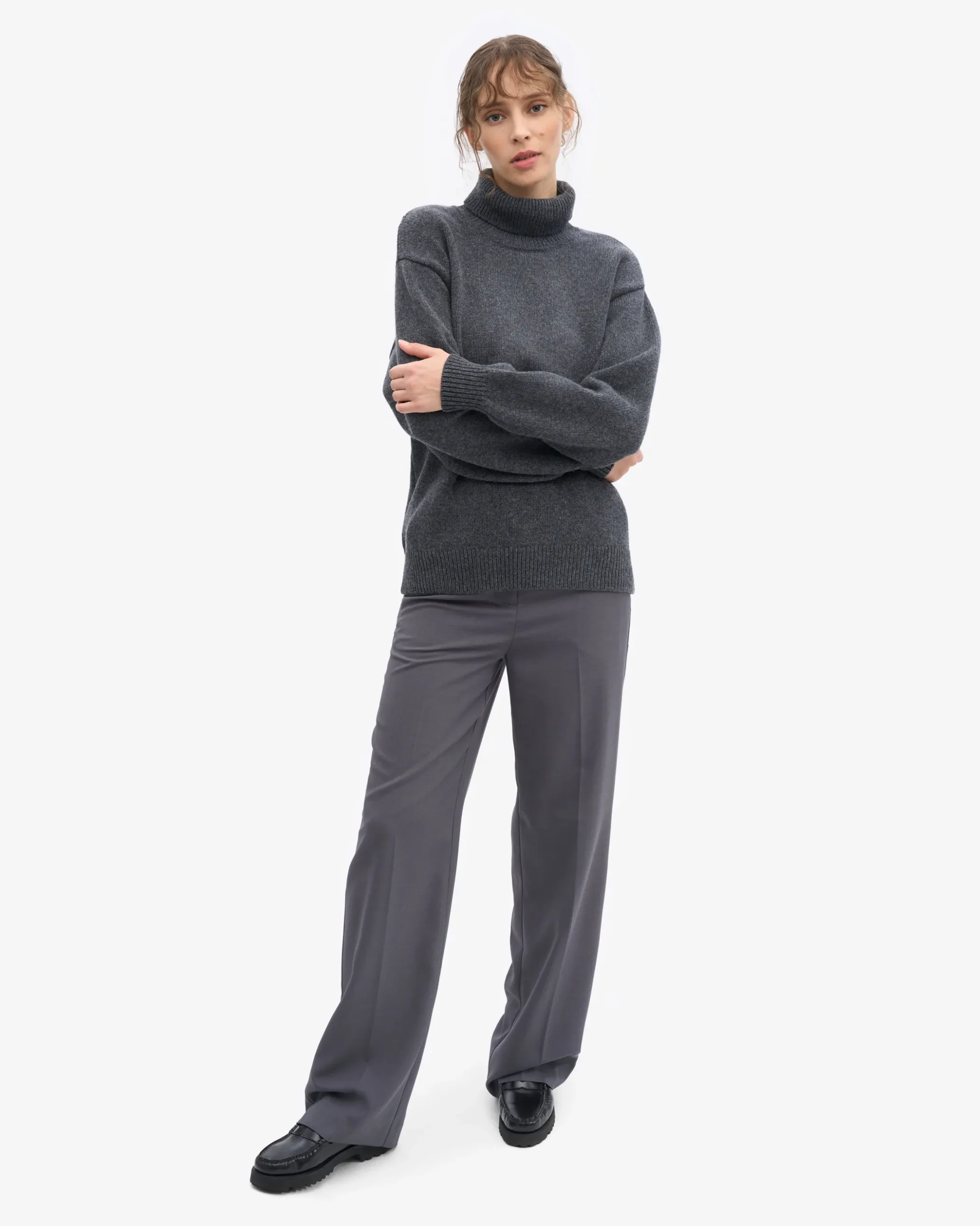 Merino Wool Turtleneck - Lava Grey
