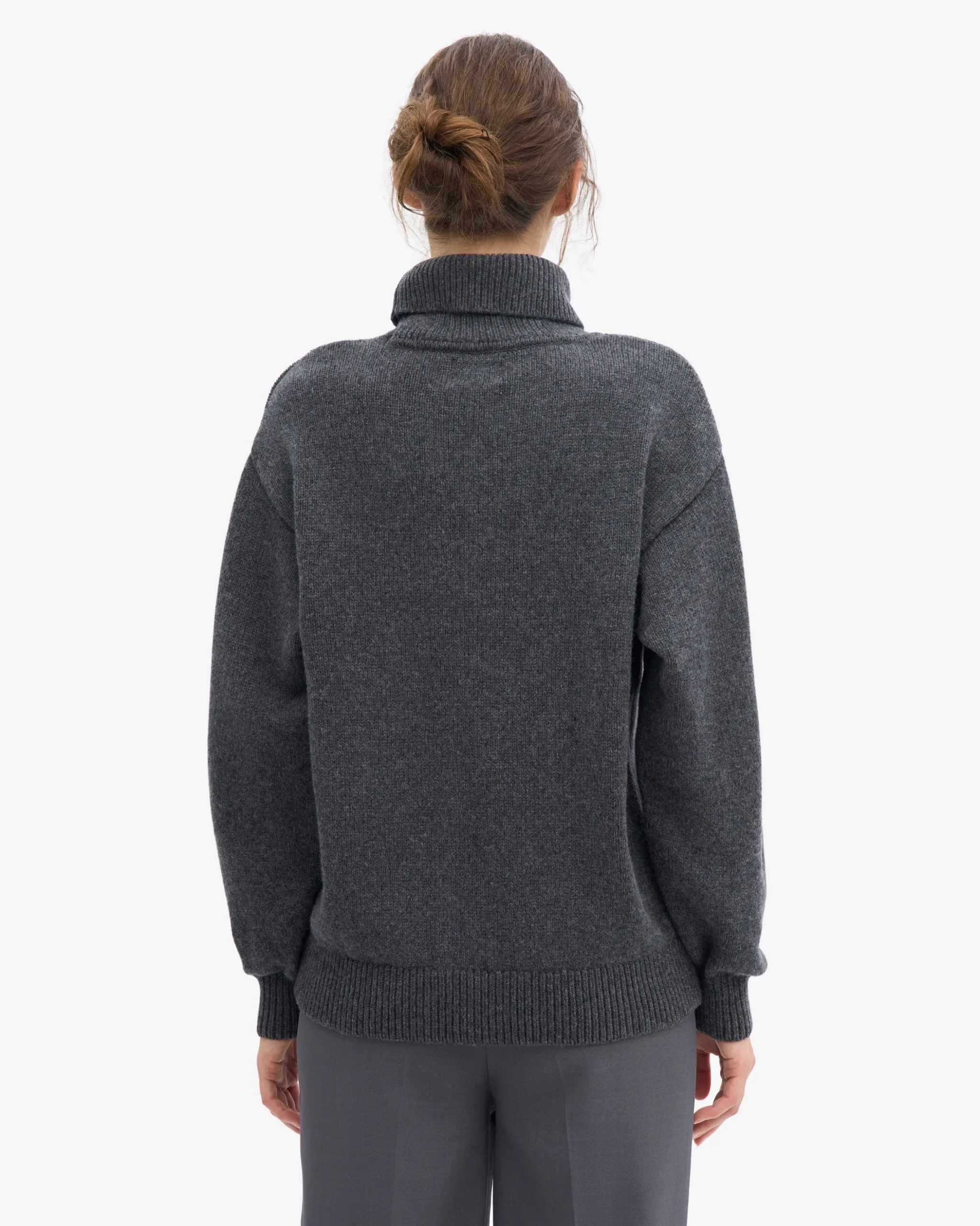 Merino Wool Turtleneck - Lava Grey