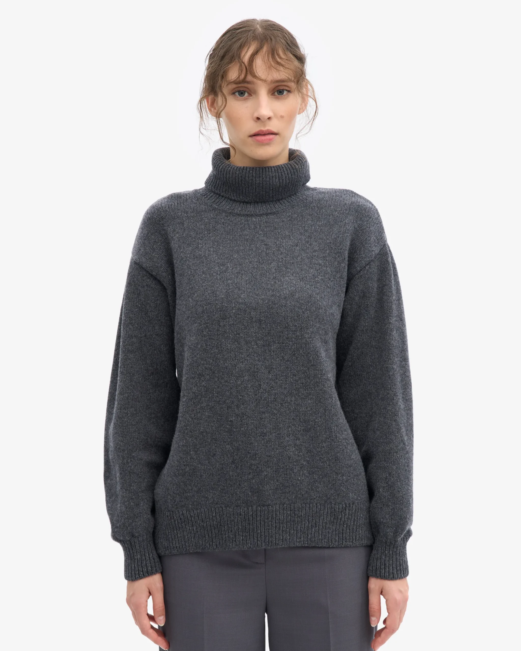 Merino Wool Turtleneck - Lava Grey