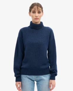 Merino Wool Turtleneck - Marine Blue