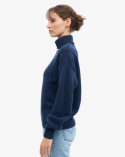Merino Wool Turtleneck - Marine Blue