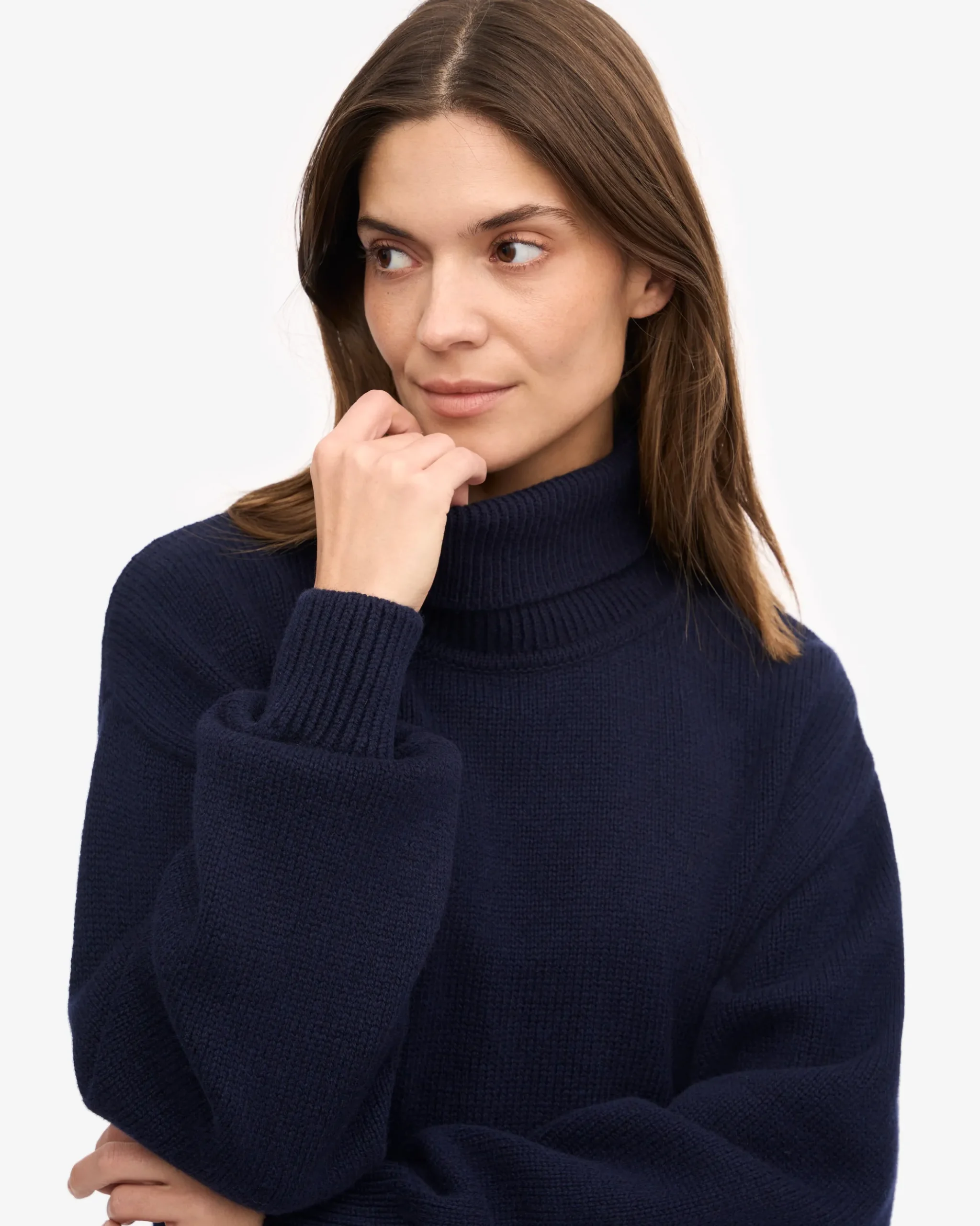 Merino Wool Turtleneck - Navy Blue