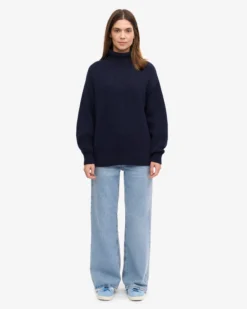 Merino Wool Turtleneck - Navy Blue