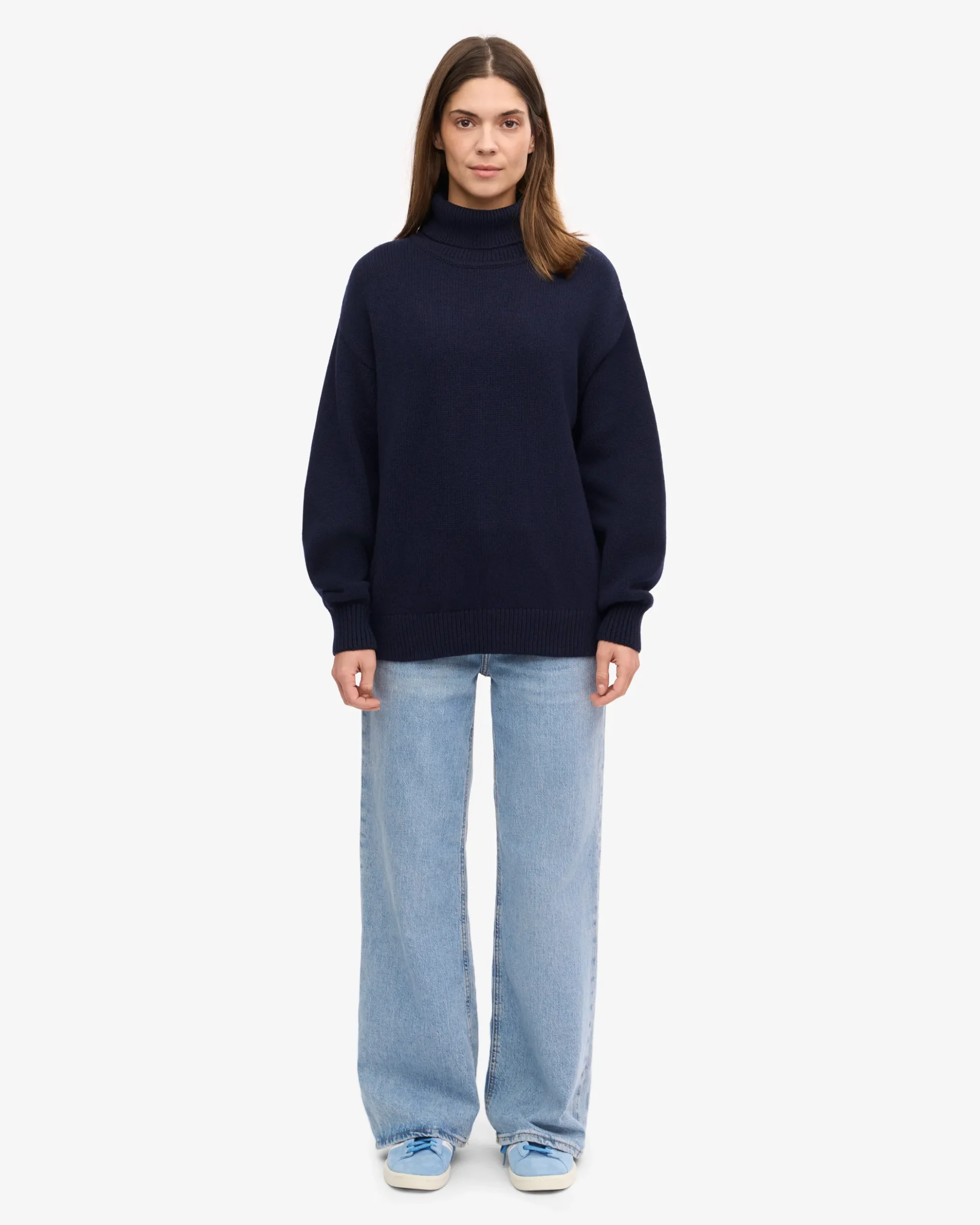 Merino Wool Turtleneck - Navy Blue