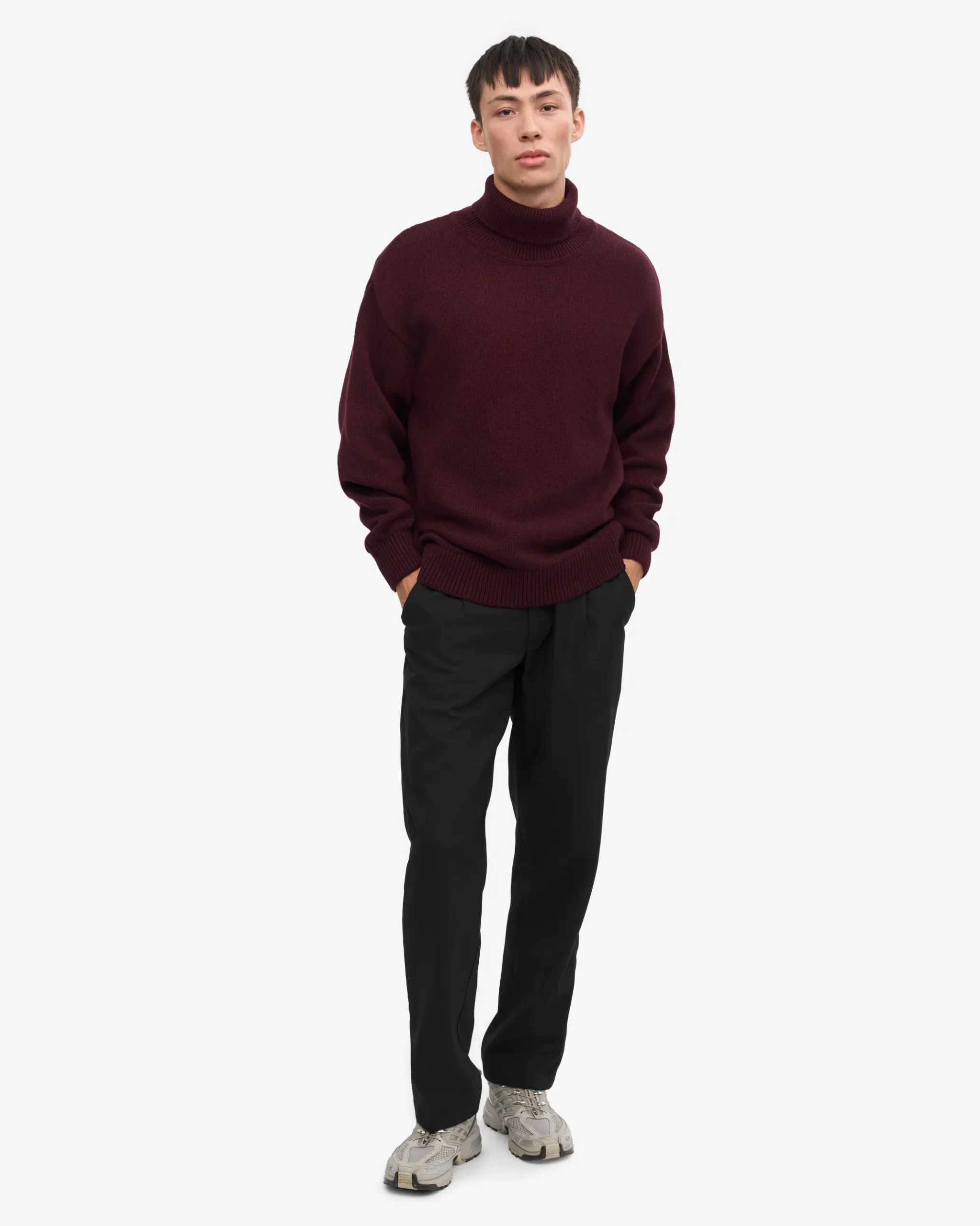 Merino Wool Turtleneck - Oxblood Red