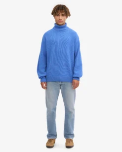 Merino Wool Turtleneck - Pacific Blue