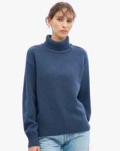 Merino Wool Turtleneck - Petrol Blue