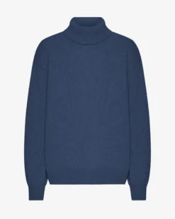 Merino Wool Turtleneck - Petrol Blue