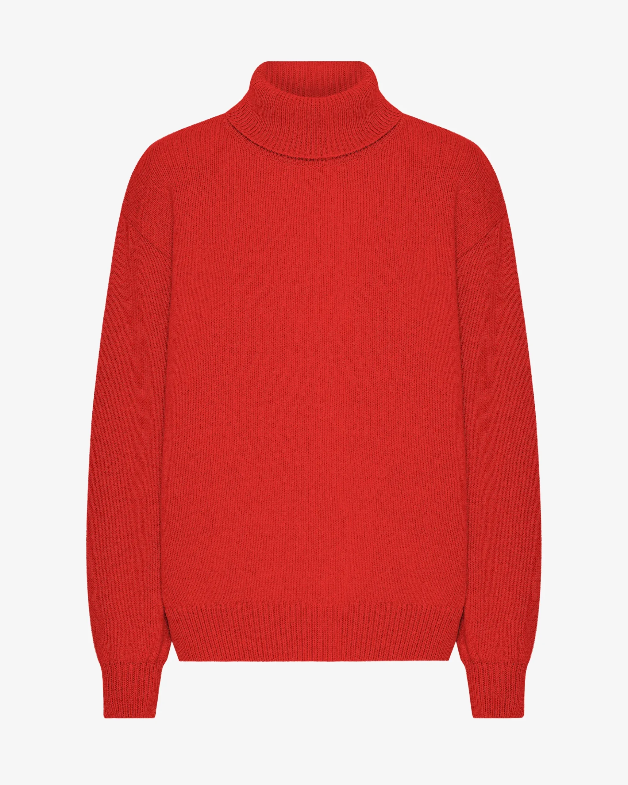 Merino Wool Turtleneck - Red Tangerine