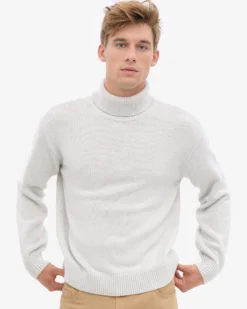 Merino Wool Turtleneck - Snow Melange