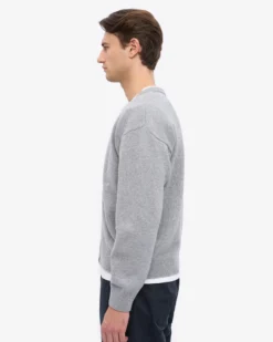 Merino Wool V-Neck Cardigan - Heather Grey