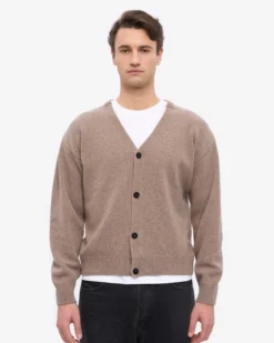 Merino Wool V-Neck Cardigan - Warm Taupe