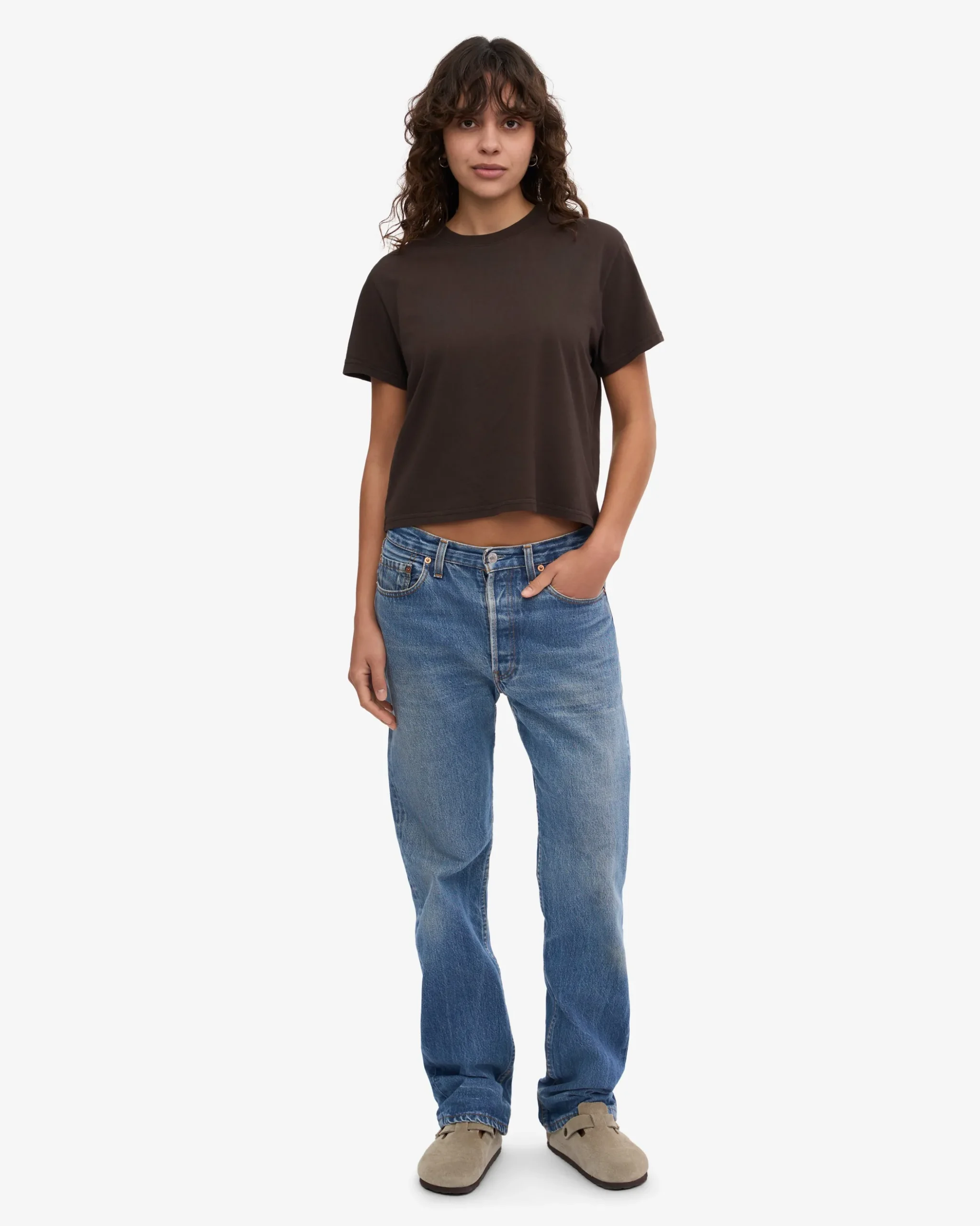 Organic Boxy Crop Tee - Coffee Brown (3-Pack)