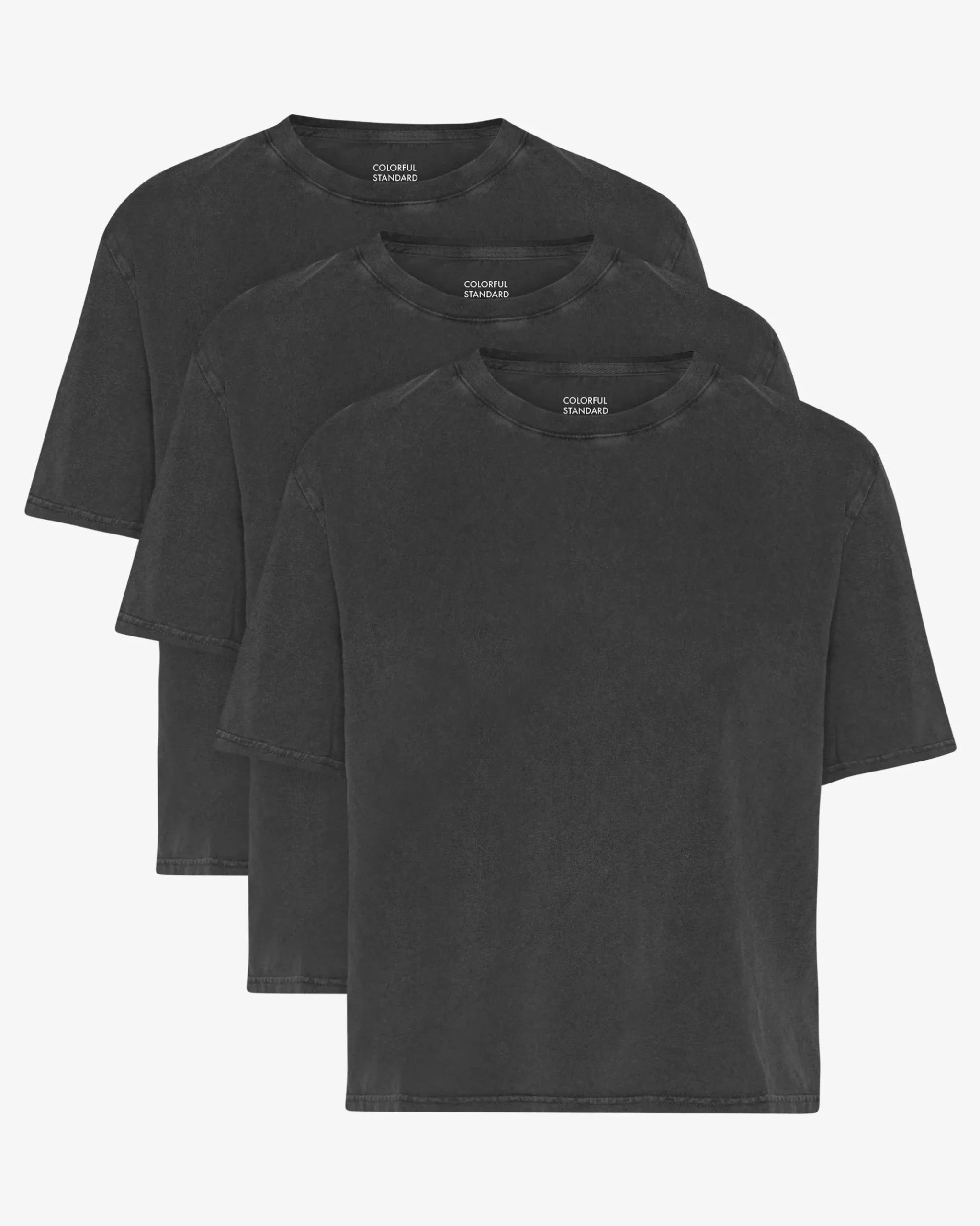 Organic Boxy Crop Tee - Faded Black (3-Pack)
