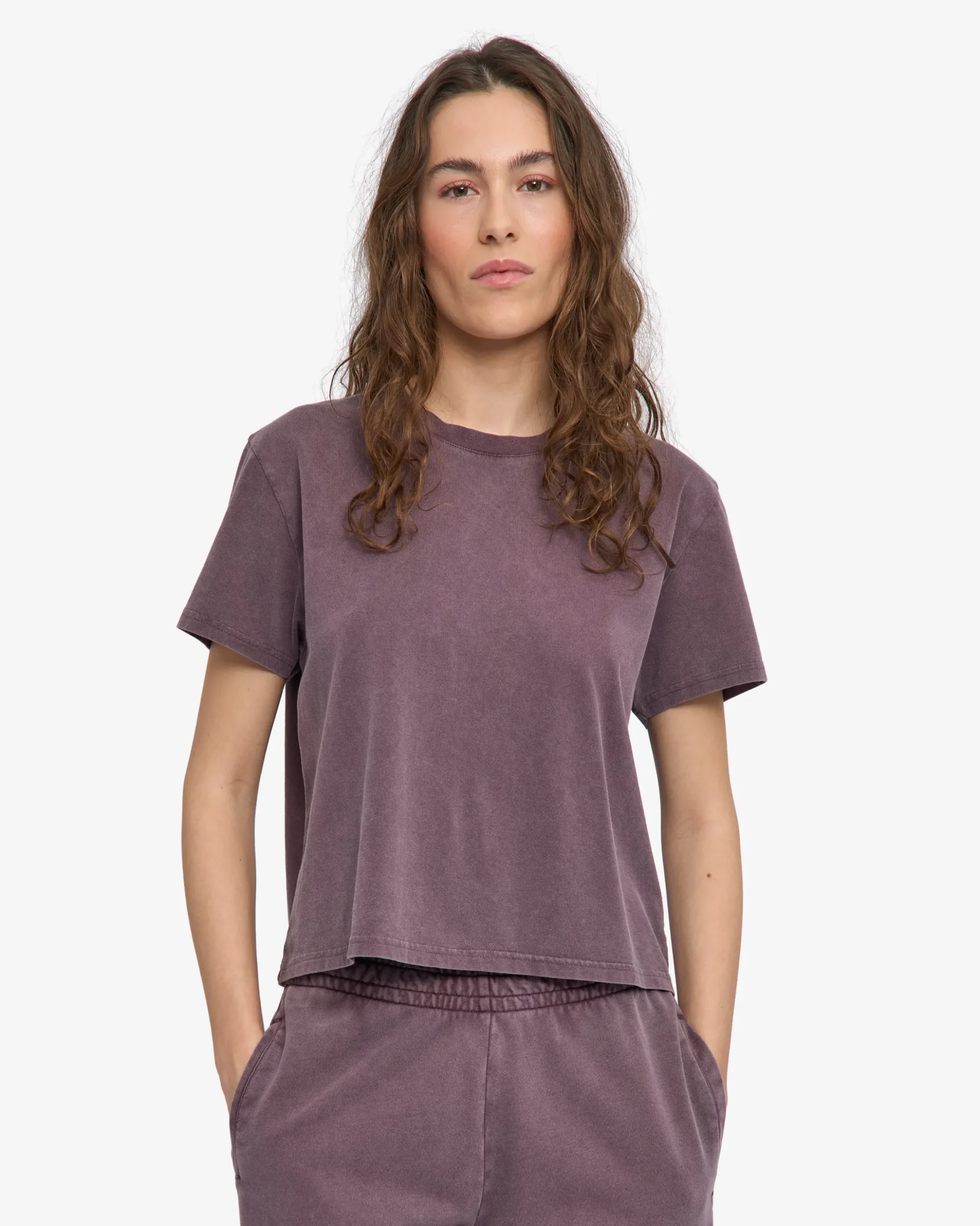 Organic Boxy Crop Tee - Faded Grape