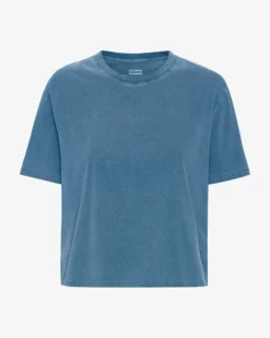 Organic Boxy Crop Tee - Faded Indigo