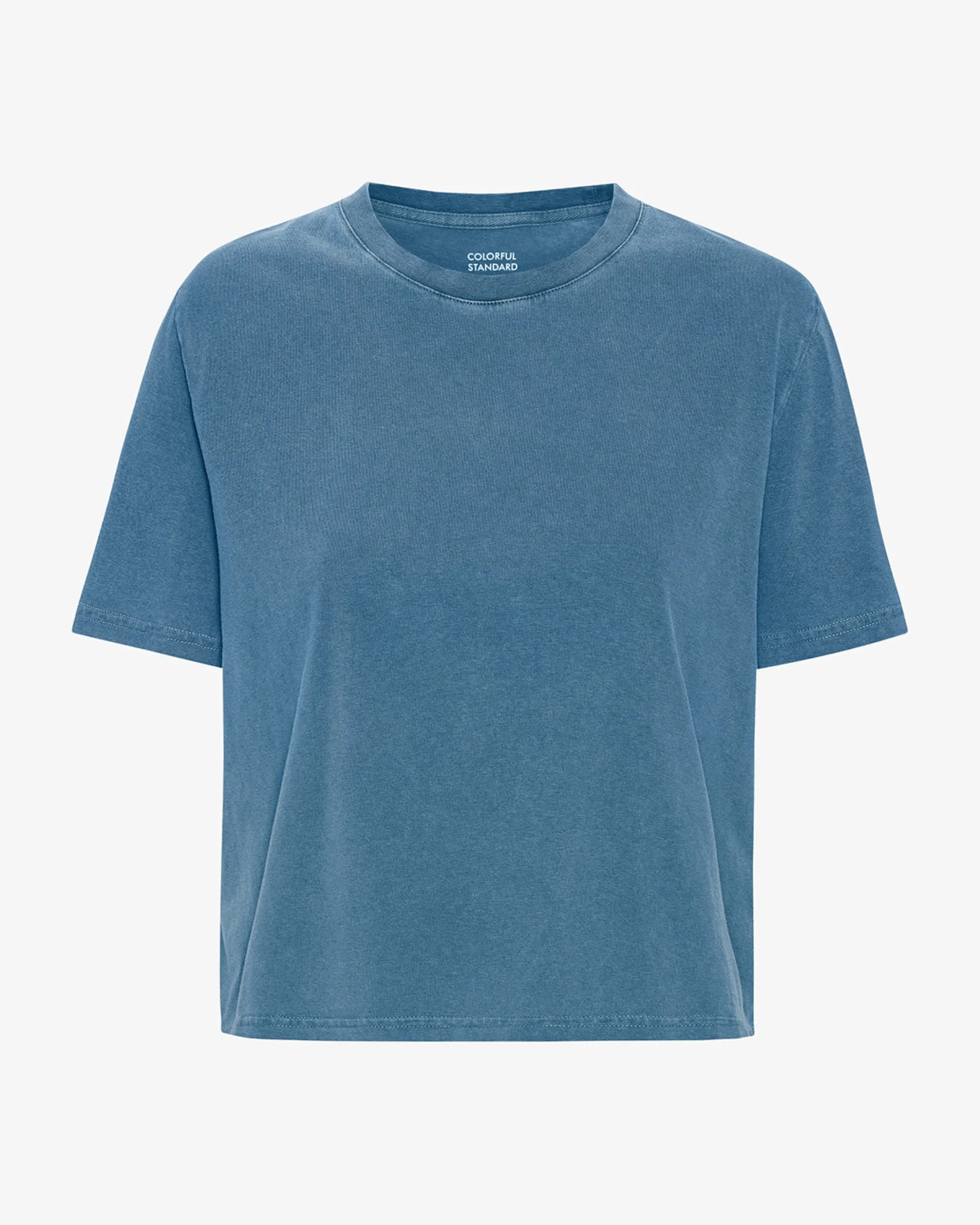 Organic Boxy Crop Tee - Faded Indigo