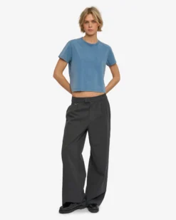 Organic Boxy Crop Tee - Faded Indigo