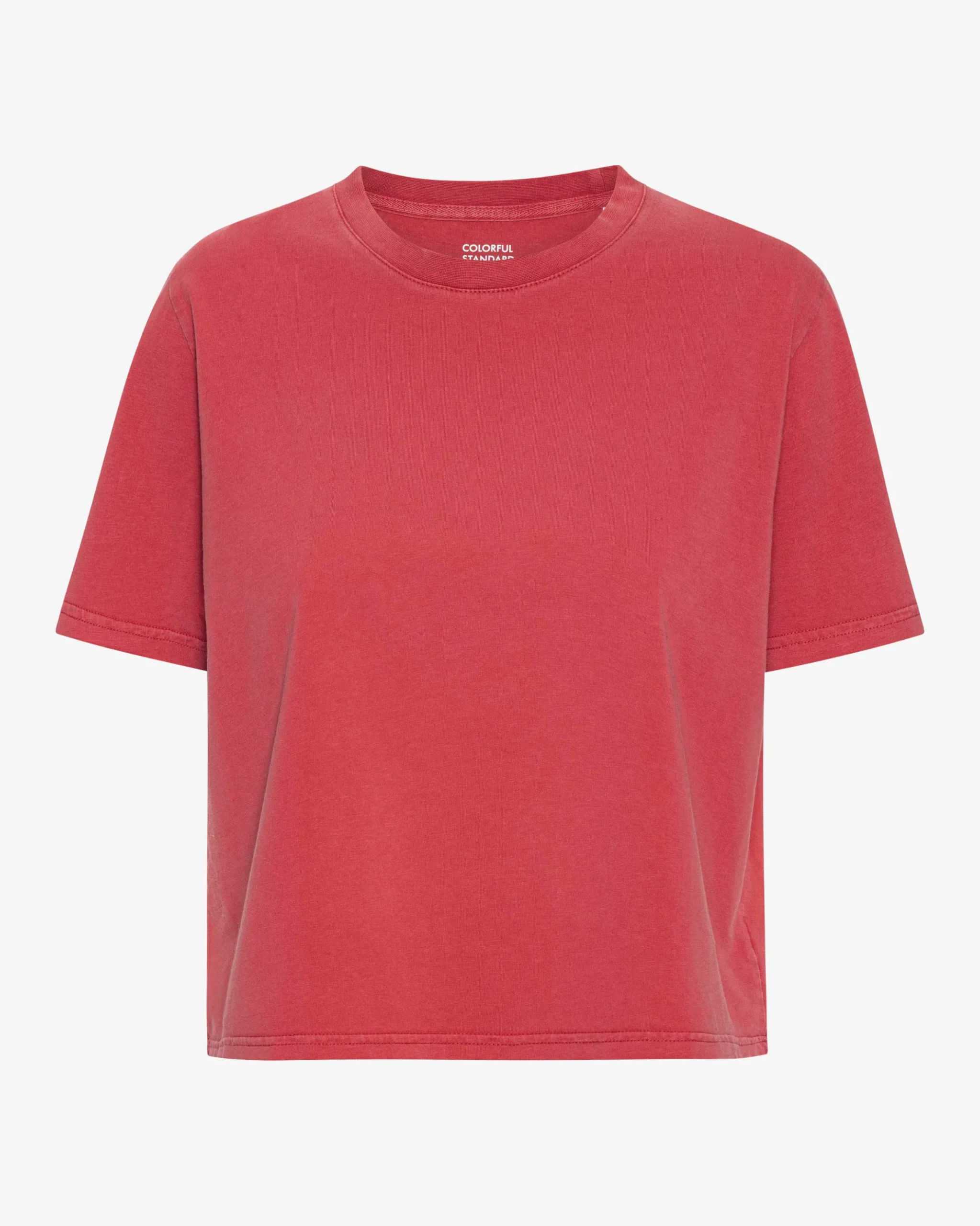 Organic Boxy Crop Tee - Faded Red